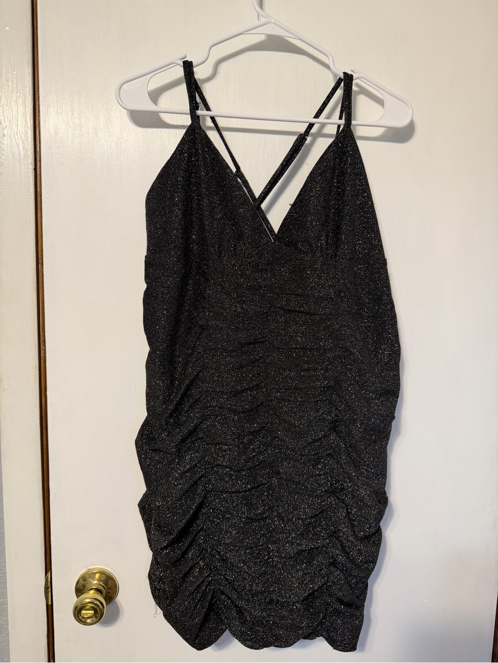 wild fable Black Sparkle Ruched Slip Mini Dress